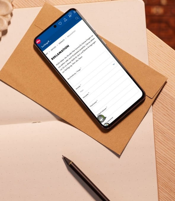 Handy mit Reklamationsseite